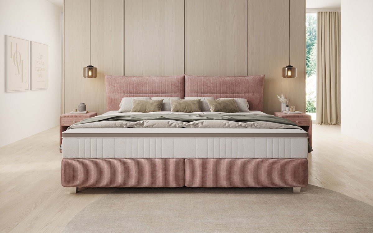 Family Box Spring Bed Aurelio in 220/240x200 in Corduroy