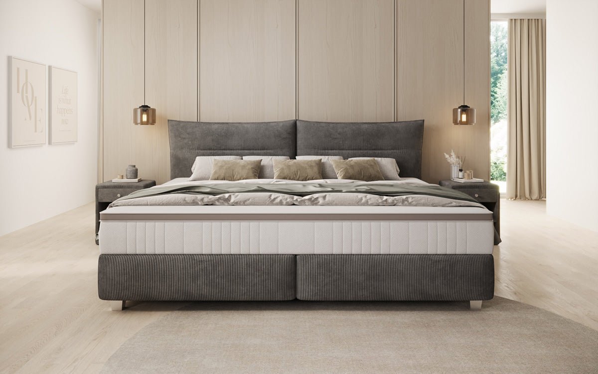 Family Box Spring Bed Aurelio in 220/240x200 in Corduroy