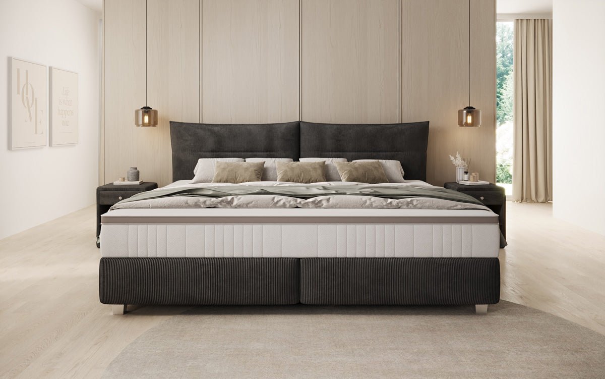 Family Box Spring Bed Aurelio in 220/240x200 in Corduroy