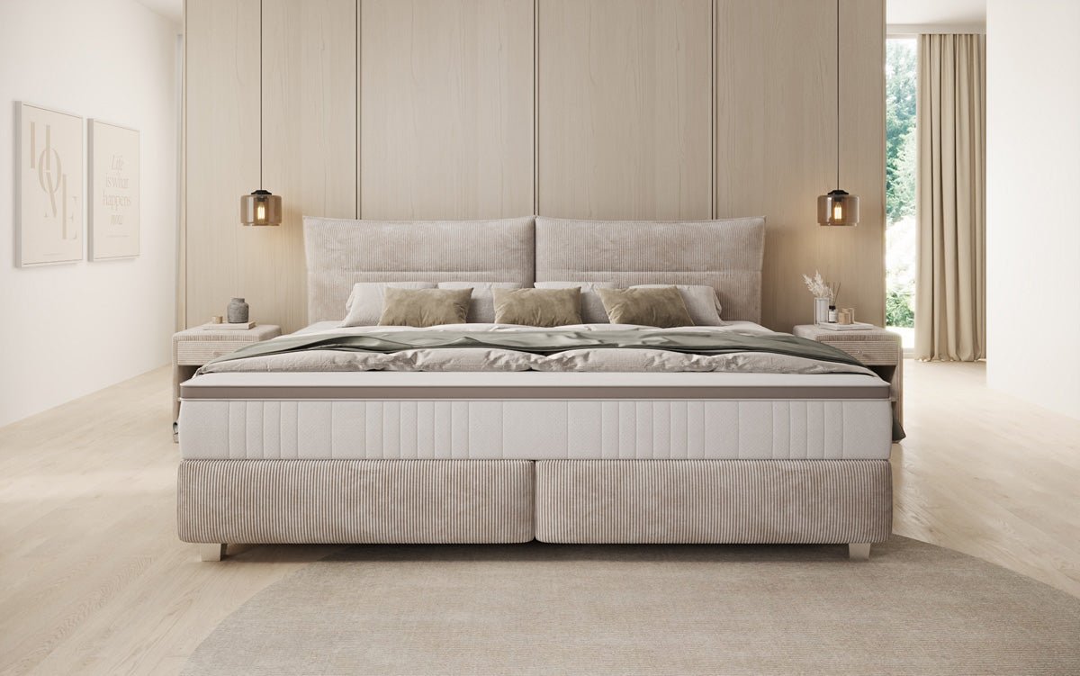 Family Box Spring Bed Aurelio in 220/240x200 in Corduroy