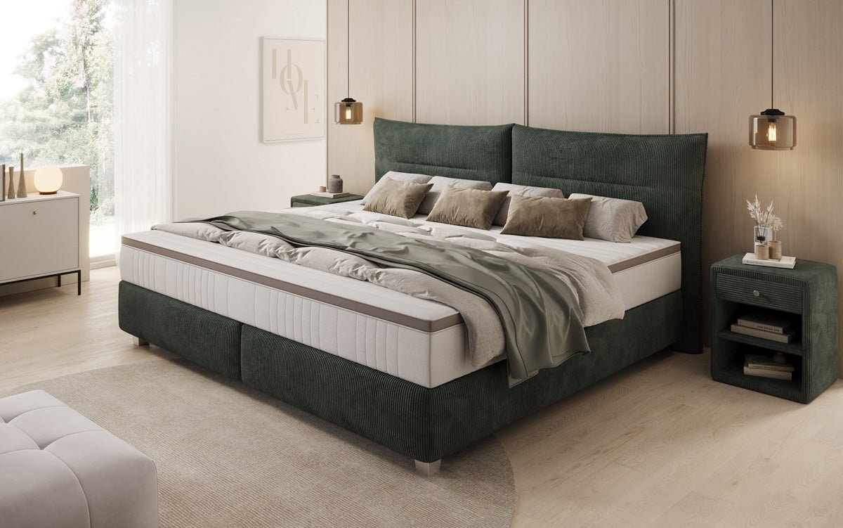 Family Box Spring Bed Aurelio in 220/240x200 in Corduroy