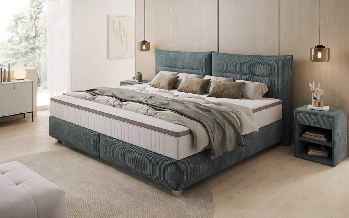 Family Box Spring Bed Aurelio in 220/240x200 in Corduroy