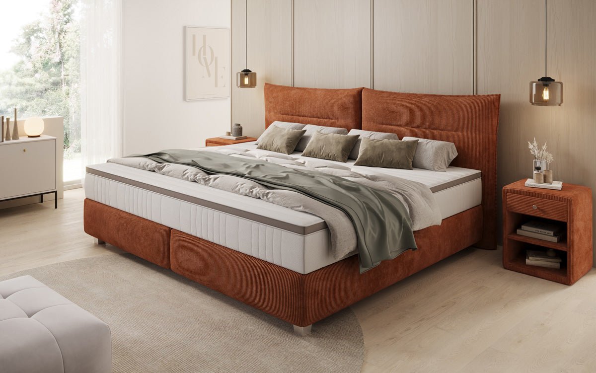 Family Box Spring Bed Aurelio in 220/240x200 in Corduroy