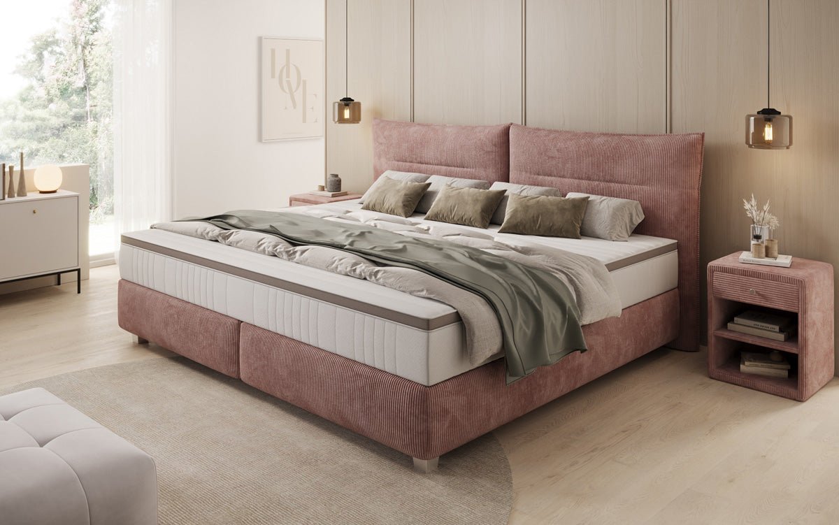 Family Box Spring Bed Aurelio in 220/240x200 in Corduroy