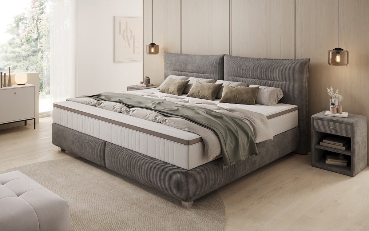 Family Box Spring Bed Aurelio in 220/240x200 in Corduroy