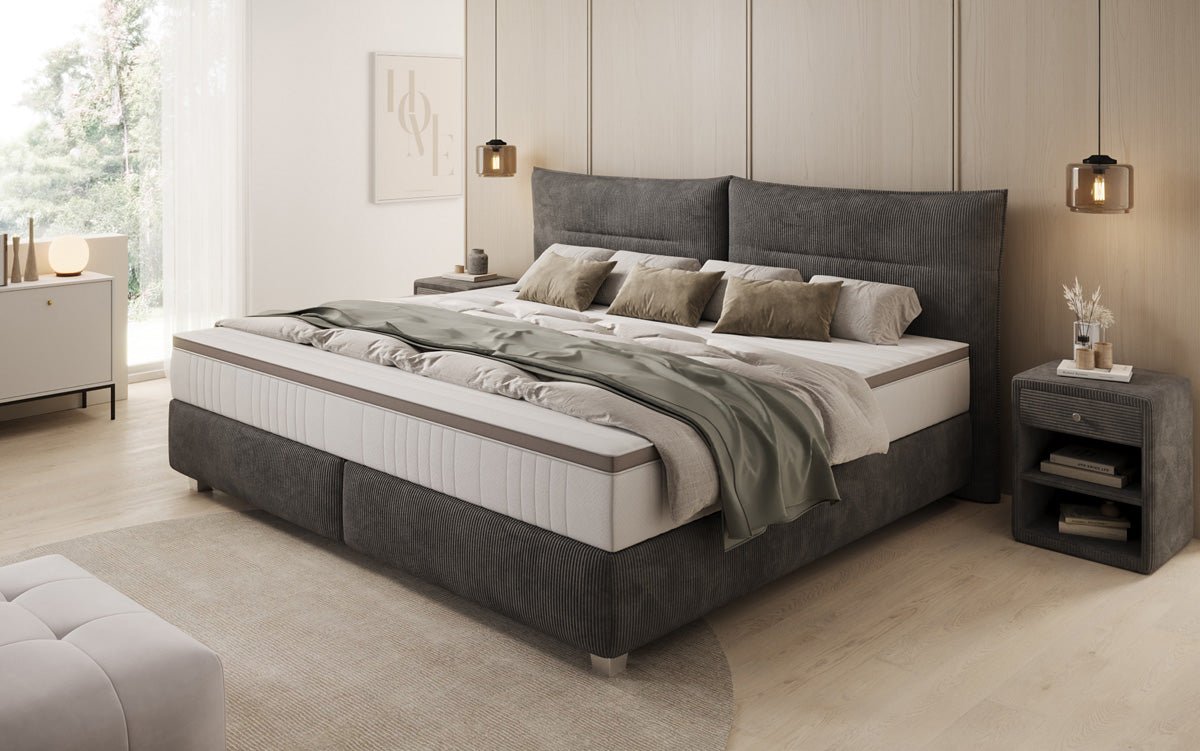 Family Box Spring Bed Aurelio in 220/240x200 in Corduroy