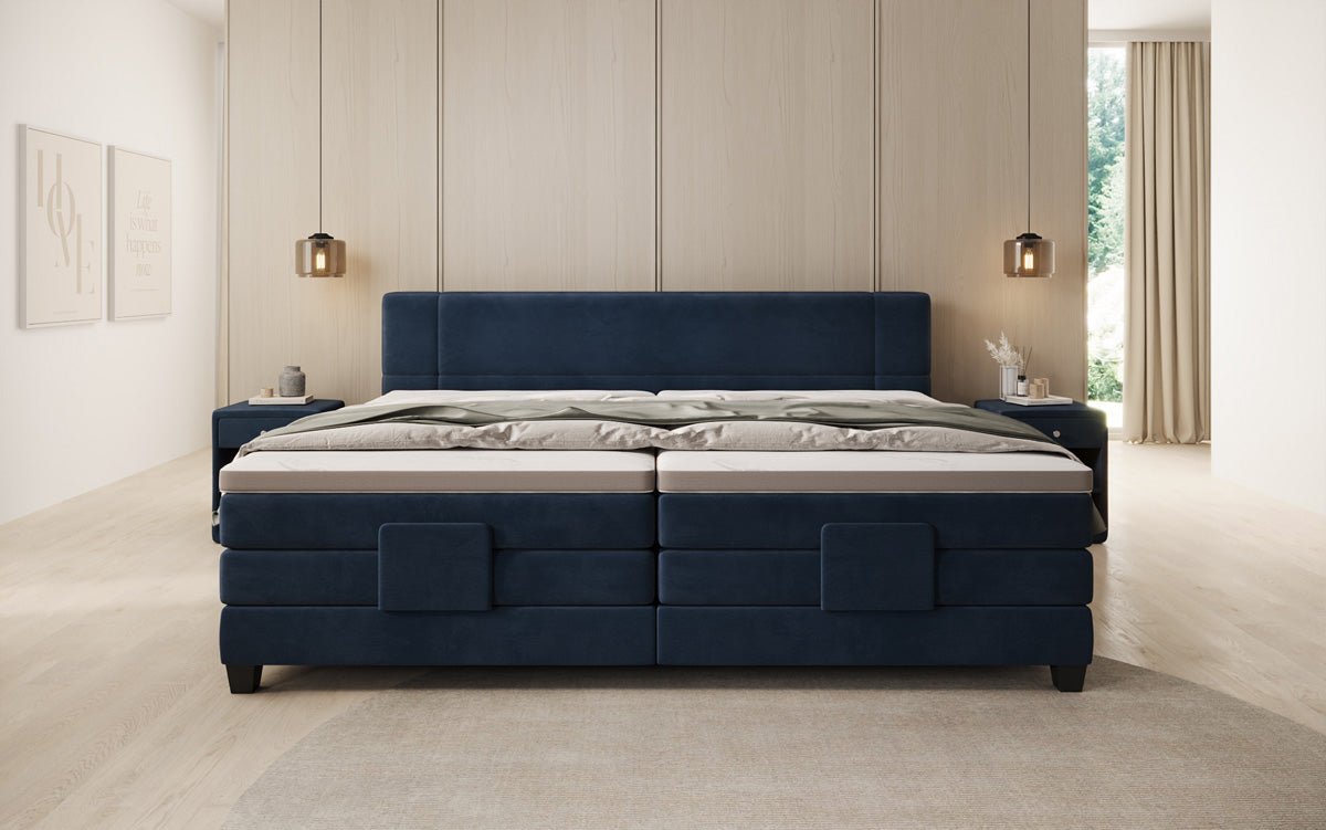 Family Box Spring Bed Noela 220/240x200 electrically adjustable in velvet