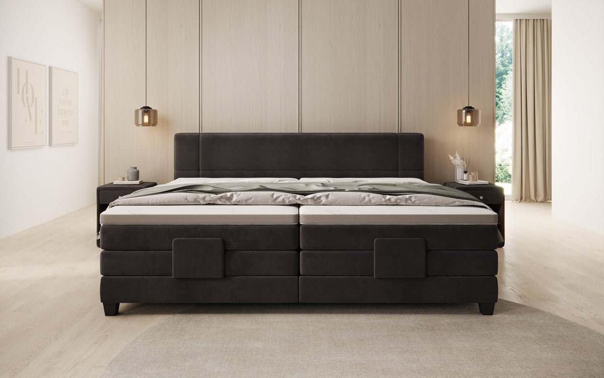 Family Box Spring Bed Noela 220/240x200 electrically adjustable in velvet