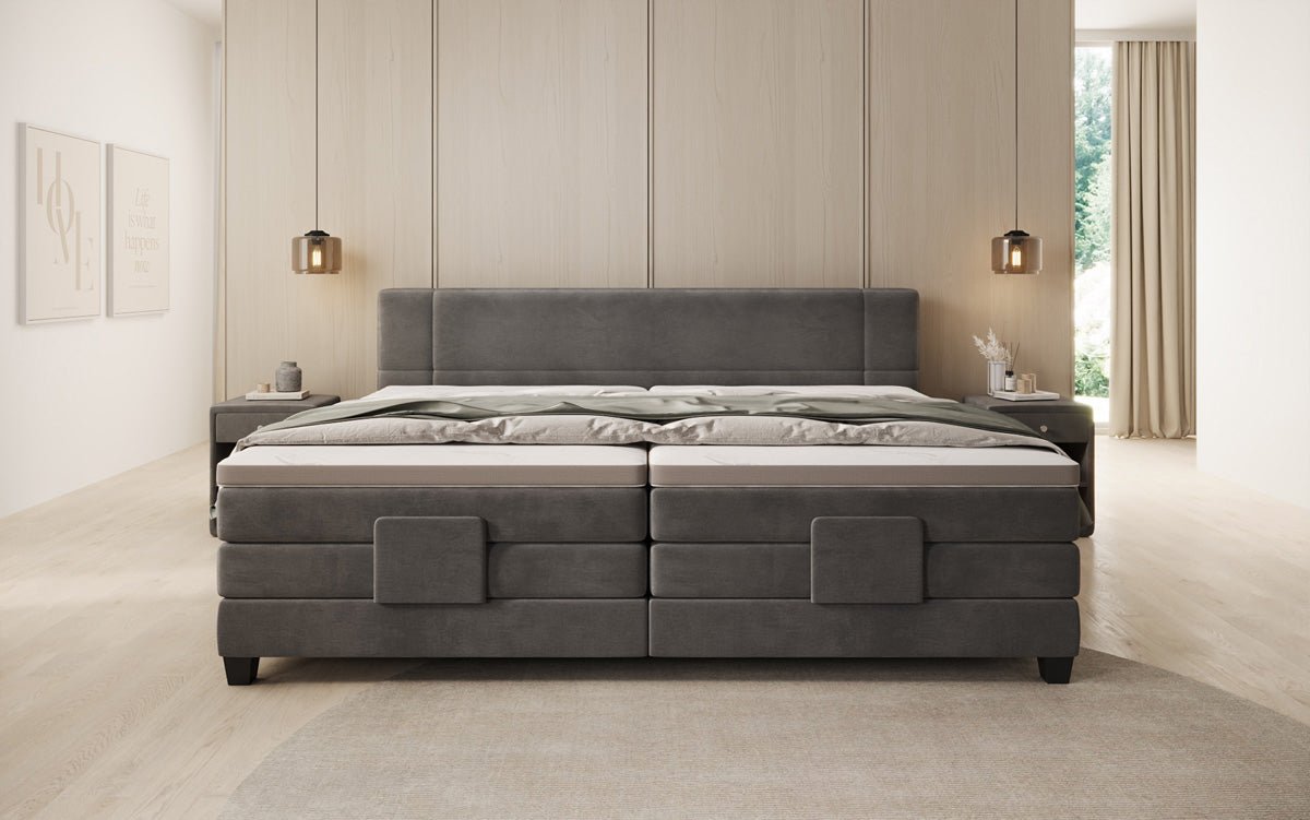 Family Box Spring Bed Noela 220/240x200 electrically adjustable in velvet