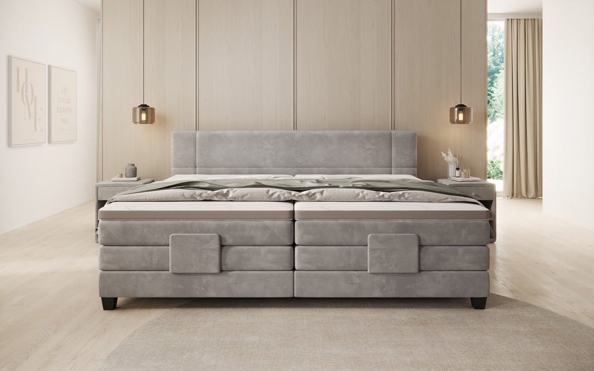 Family Box Spring Bed Noela 220/240x200 electrically adjustable in velvet