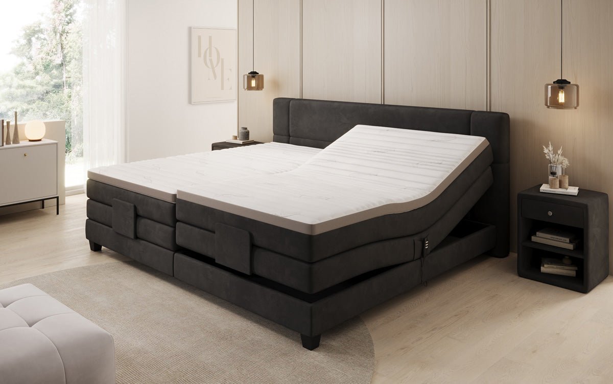 Family Box Spring Bed Noela 220/240x200 electrically adjustable in velvet
