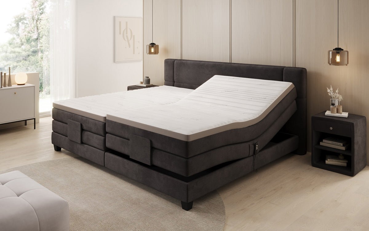 Family Box Spring Bed Noela 220/240x200 electrically adjustable in velvet