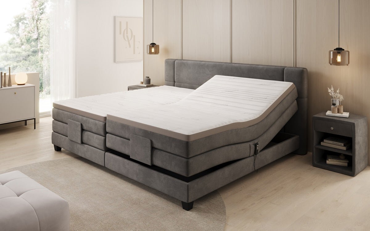 Family Box Spring Bed Noela 220/240x200 electrically adjustable in velvet