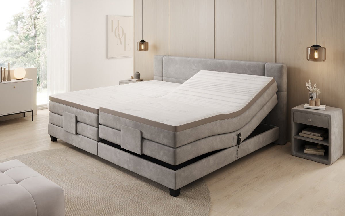 Family Box Spring Bed Noela 220/240x200 electrically adjustable in velvet