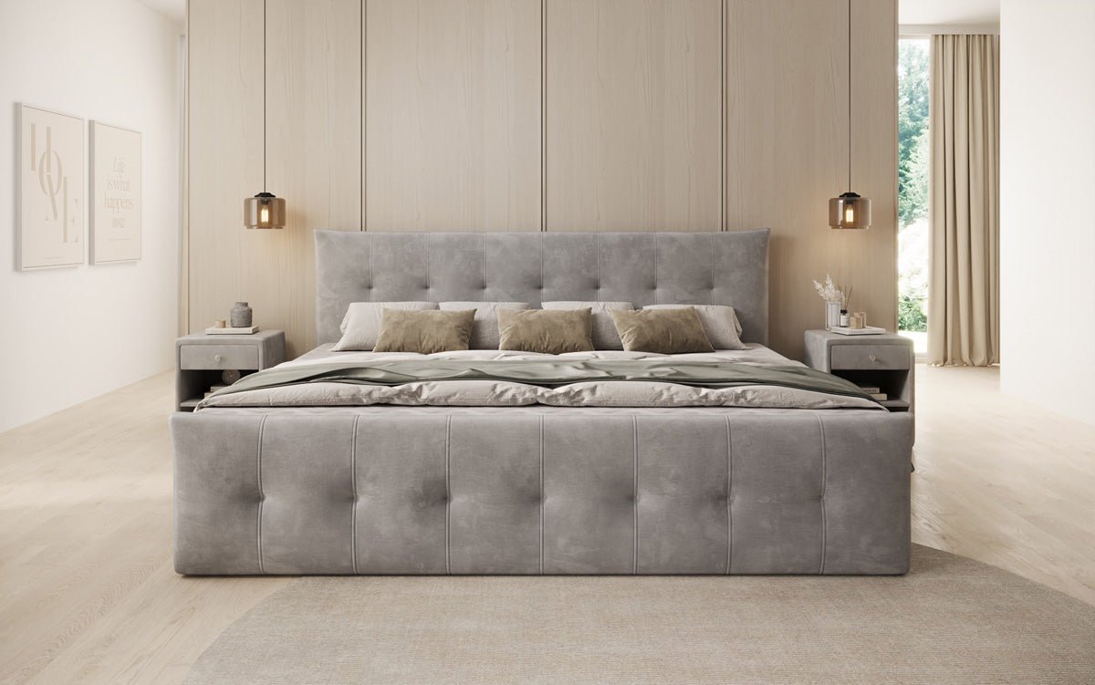 Familien Boxspringbett Valenza – 220/240x200 mit Stauraum in Samt