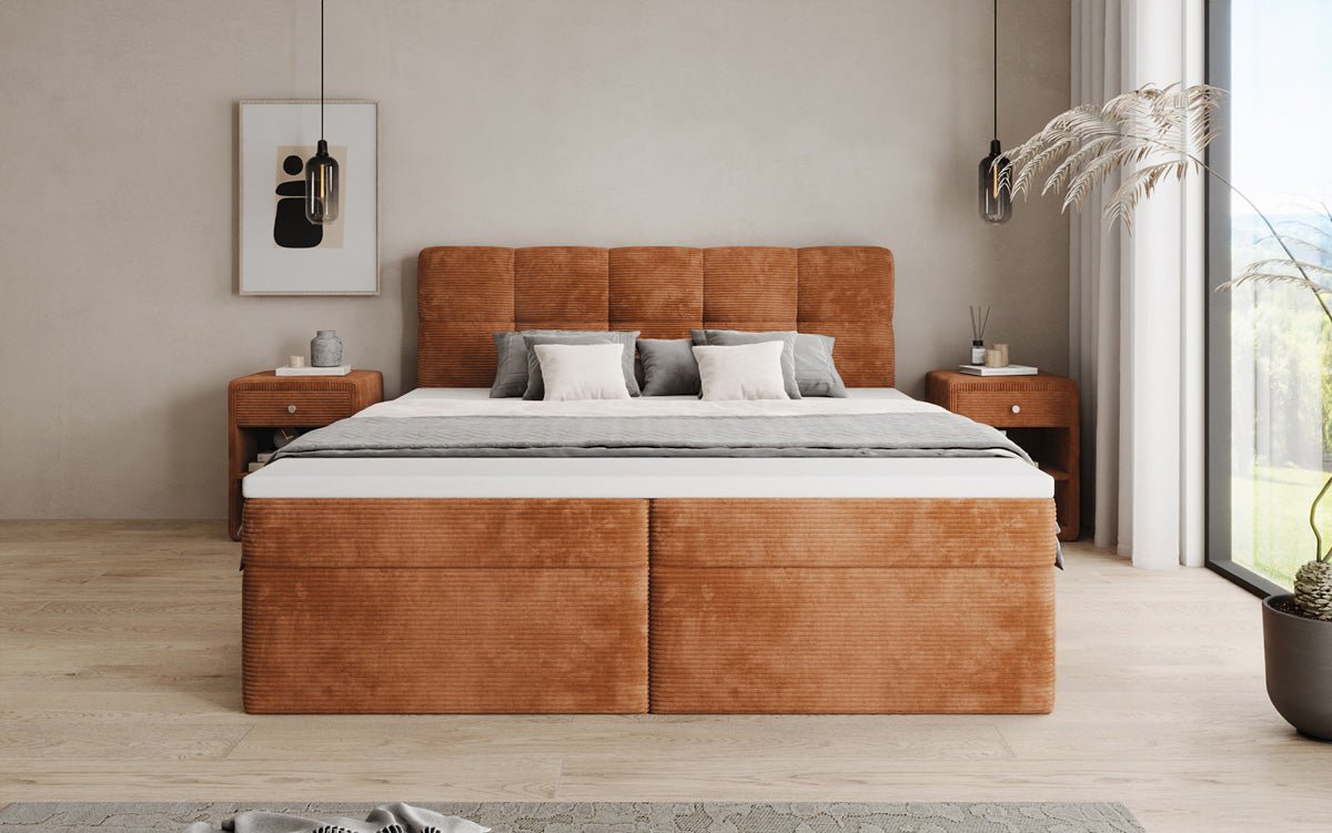 Boxspringbett Cozy II in Cord mit Stauraum
