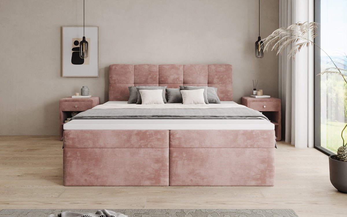 Boxspringbett Cozy II in Cord mit Stauraum