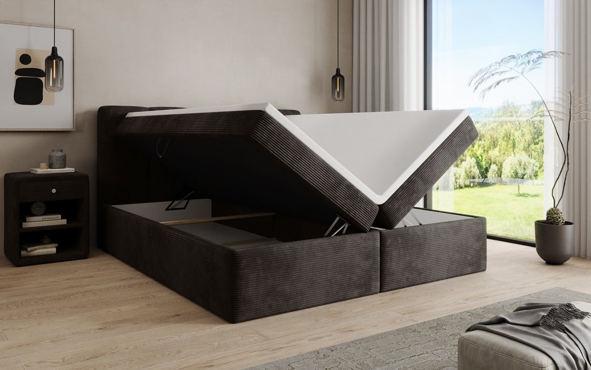 Boxspringbett Cozy II in Cord mit Stauraum