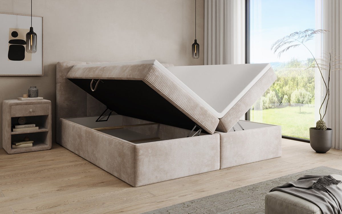 Boxspringbett Cozy II in Cord mit Stauraum