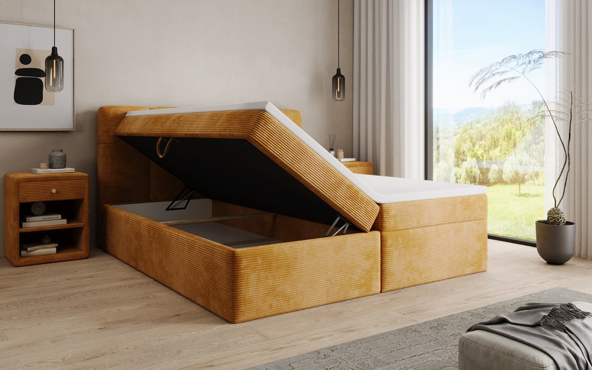 Boxspringbett Cozy II in Cord mit Stauraum
