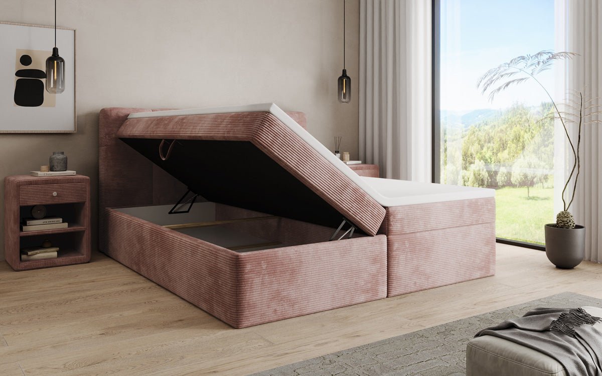 Boxspringbett Cozy II in Cord mit Stauraum