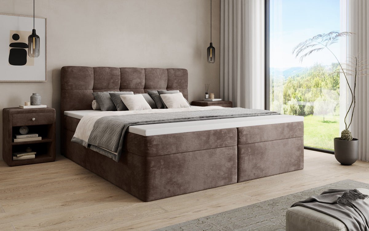 Boxspringbett Cozy II in Cord mit Stauraum