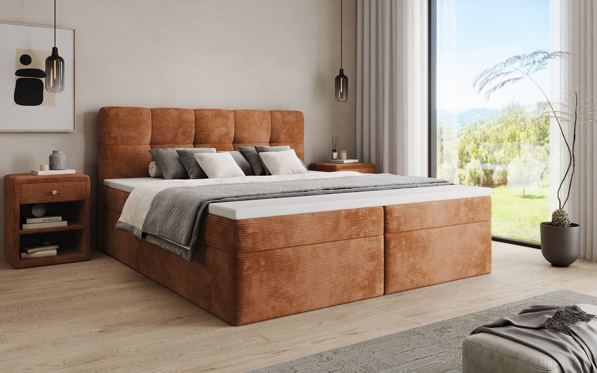 Boxspringbett Cozy II in Cord mit Stauraum