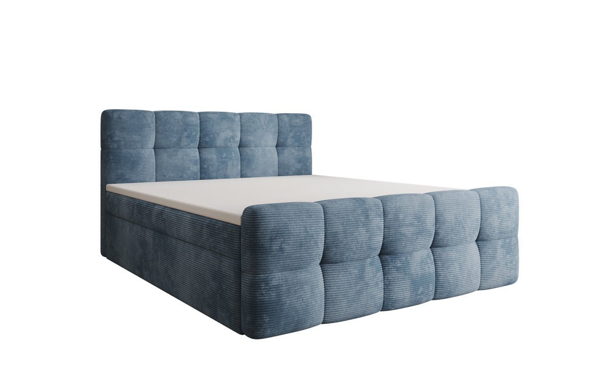 Cozy box spring bed in Corduroy with storage