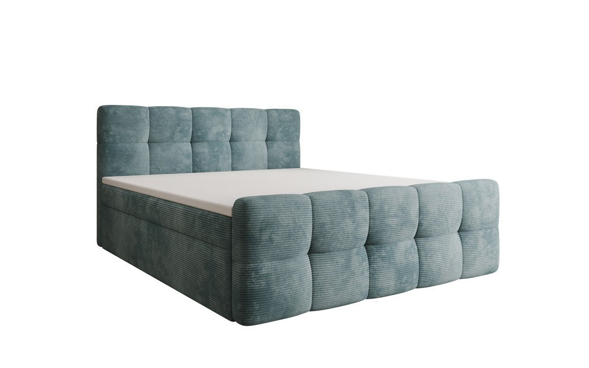 Cozy box spring bed in Corduroy with storage
