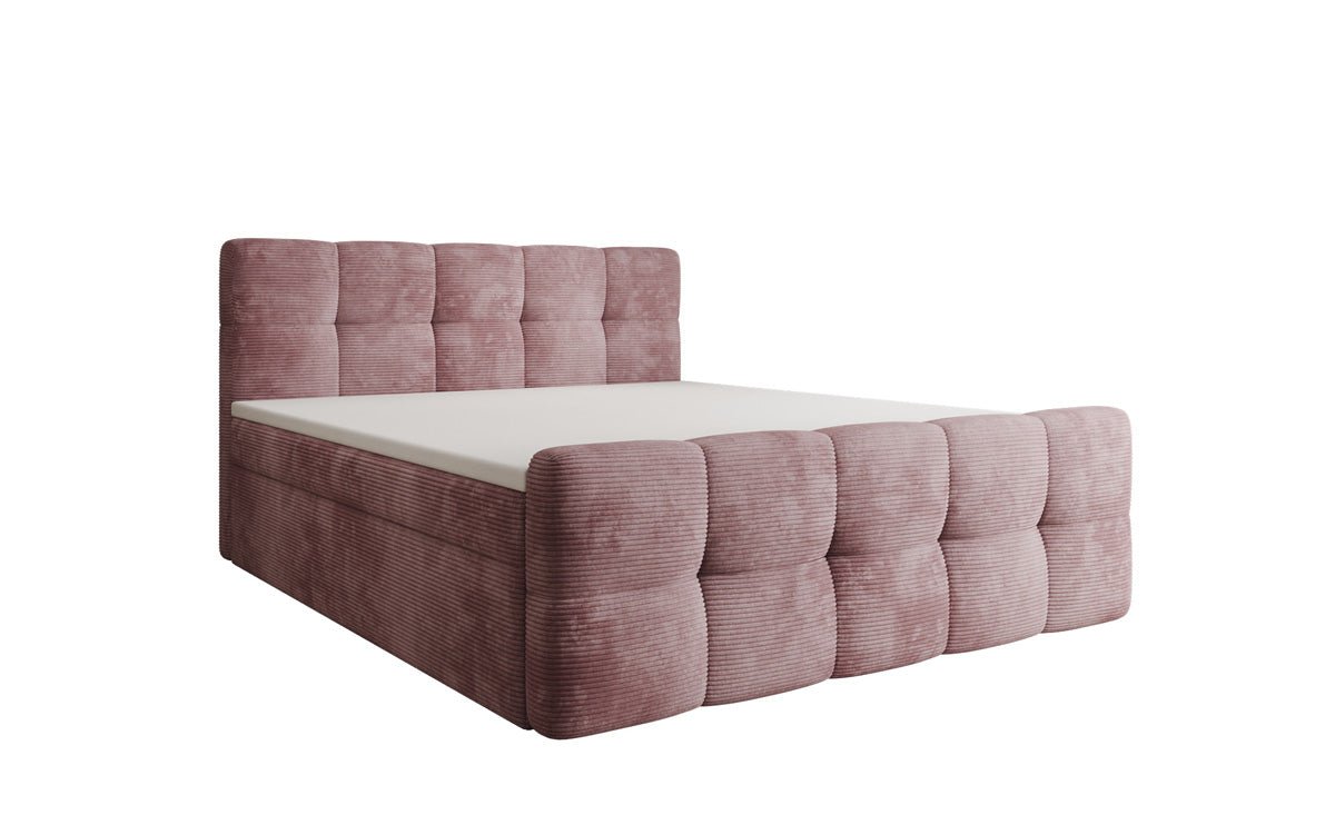 Cozy box spring bed in Corduroy with storage