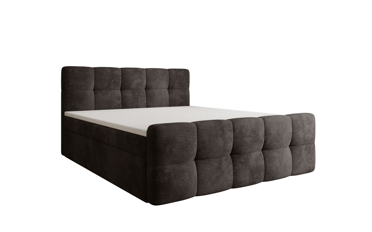 Cozy box spring bed in Corduroy with storage