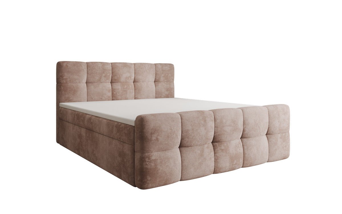 Cozy box spring bed in Corduroy with storage