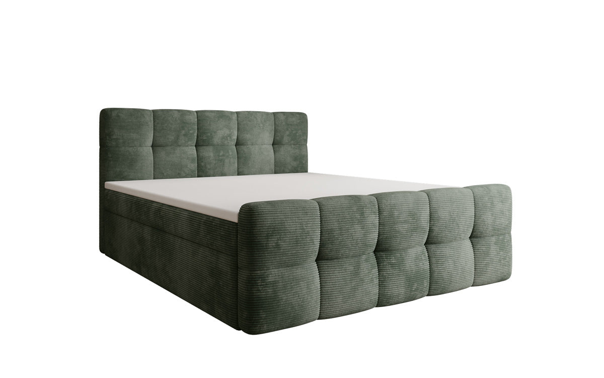 Cozy box spring bed in Corduroy with storage