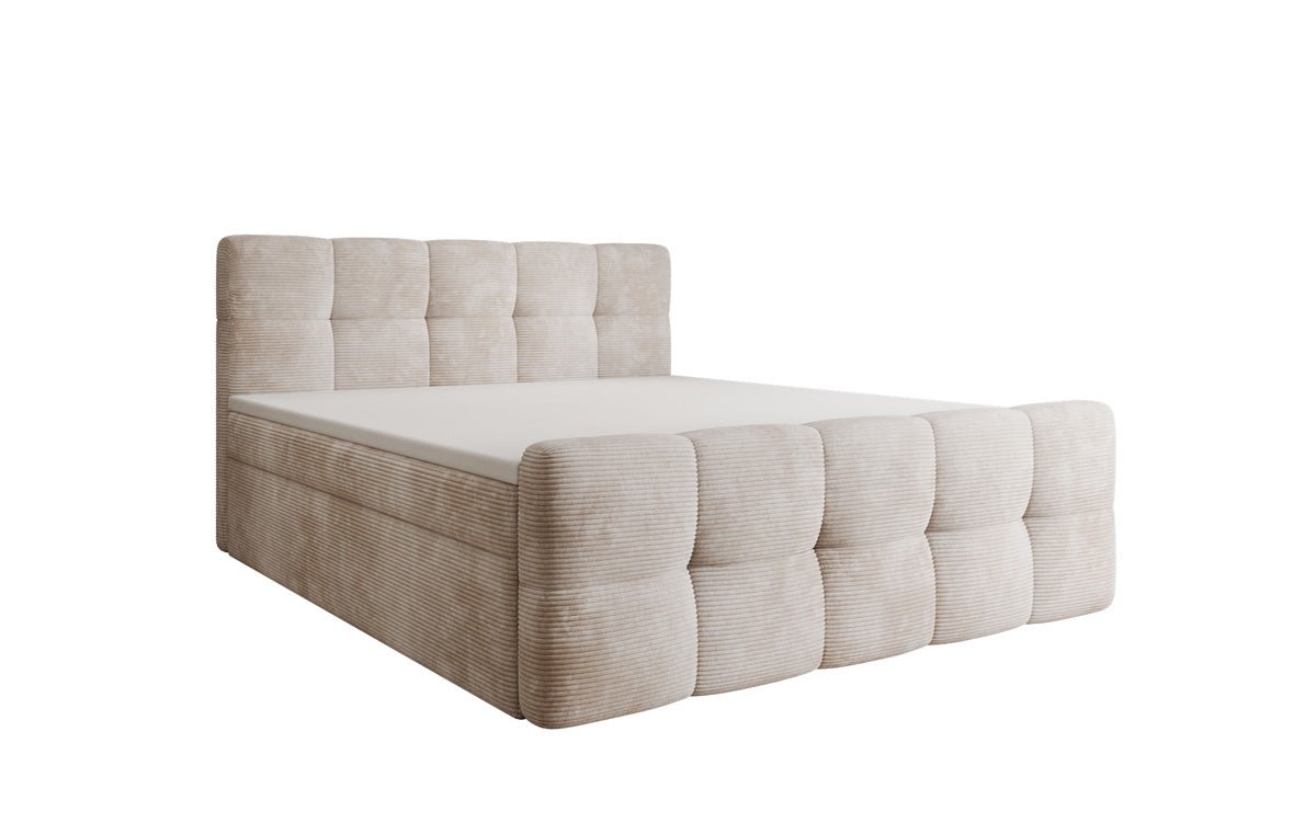 Cozy box spring bed in Corduroy with storage