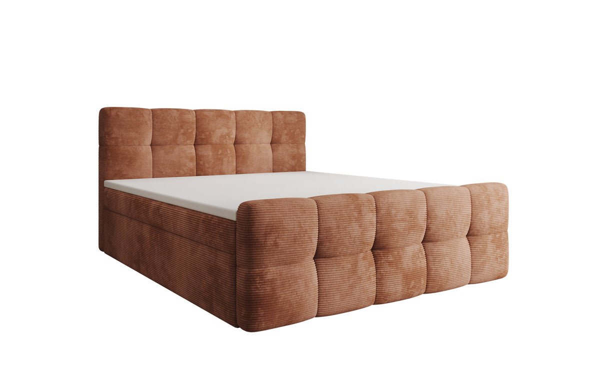 Cozy box spring bed in Corduroy with storage