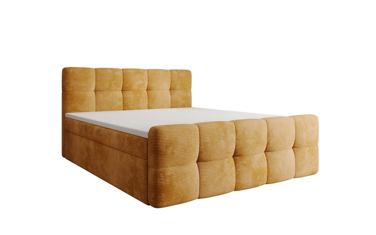 Cozy box spring bed in Corduroy with storage