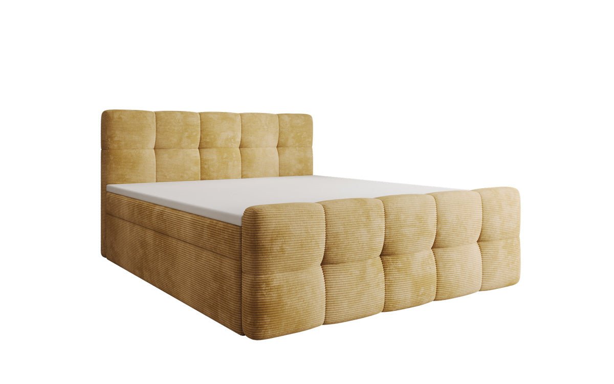 Cozy box spring bed in Corduroy with storage