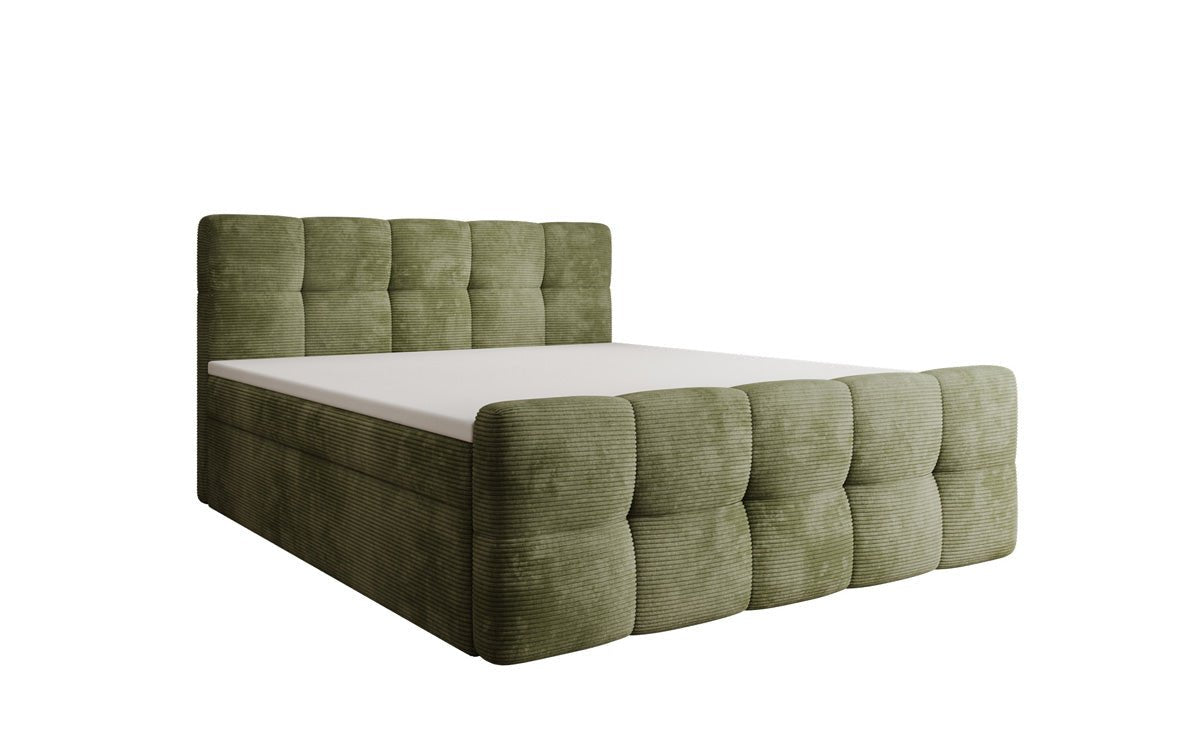 Cozy box spring bed in Corduroy with storage