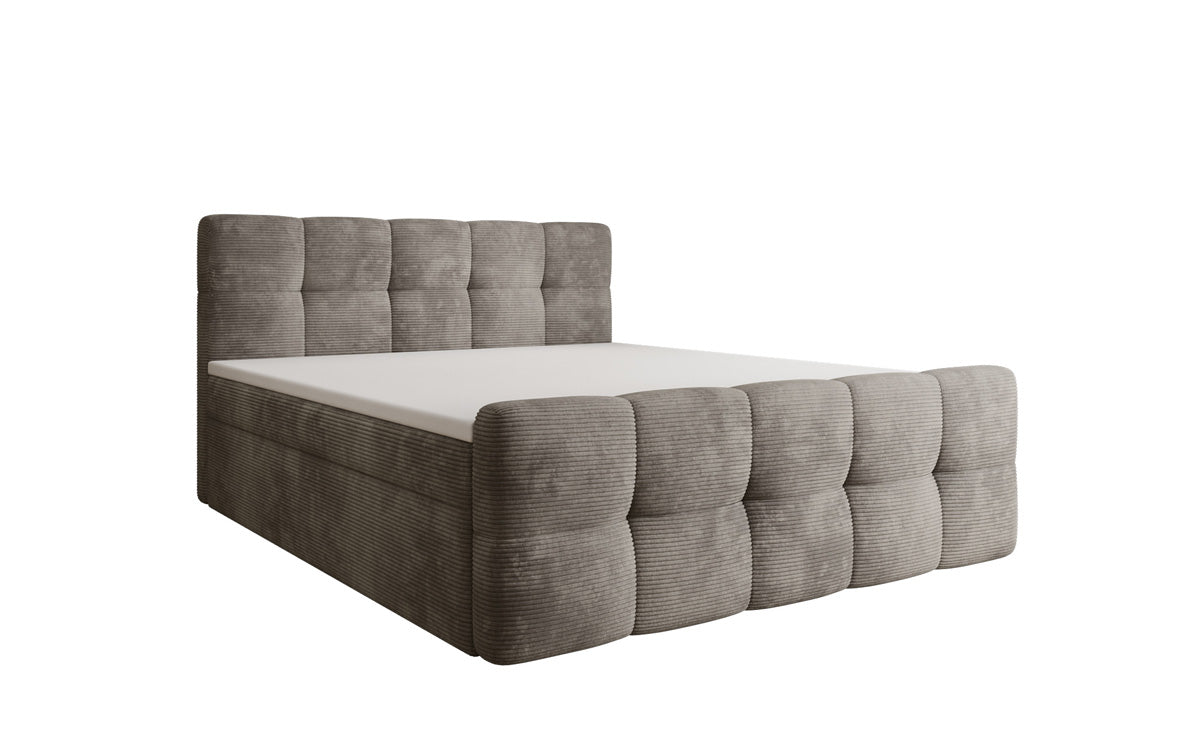 Cozy box spring bed in Corduroy with storage