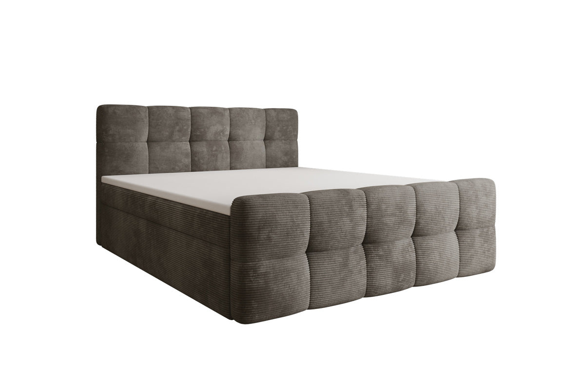 Cozy box spring bed in Corduroy with storage