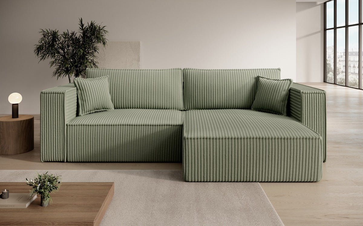 Designer Sofa Paris in breitem Cord mit Schlaf- und Klappfunktion
