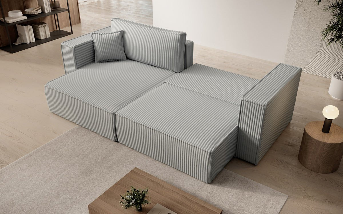 Designer Sofa Paris in breitem Cord mit Schlaf- und Klappfunktion