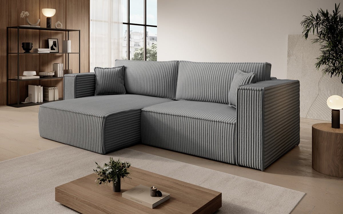 Designer Sofa Paris in breitem Cord mit Schlaf- und Klappfunktion