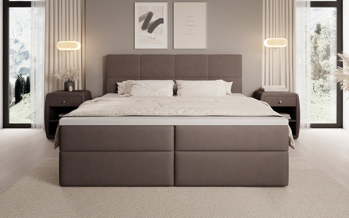 Boxspringbett Levi in Stoff mit Stauraum