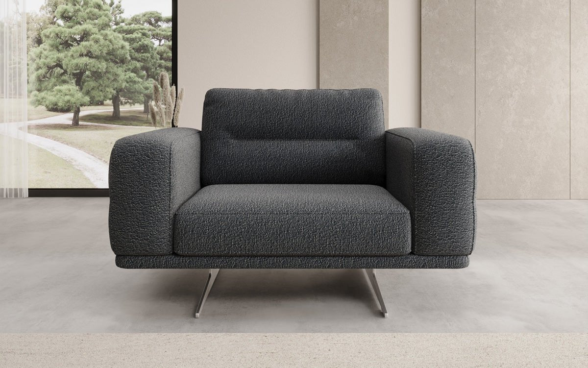 Designer Sofa-Sessel Torino mit Armlehnen in Bouclé