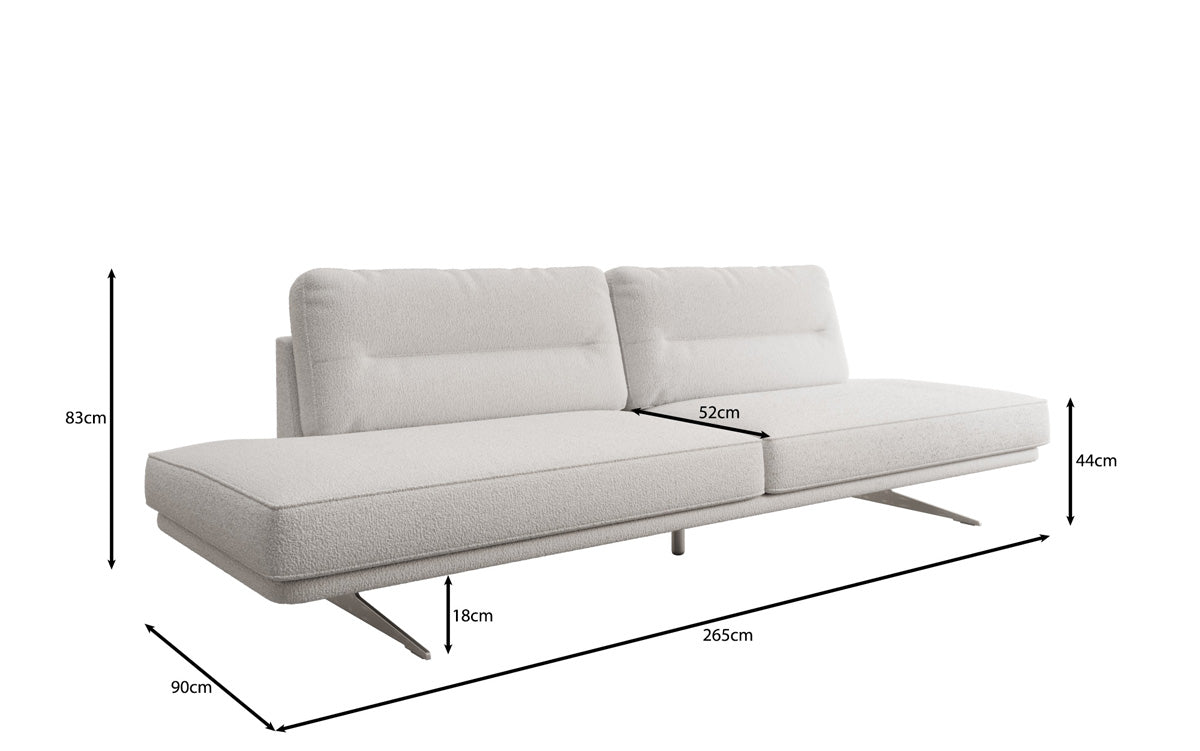 Designer Sofa Torino 3-Seater Open in Bouclé