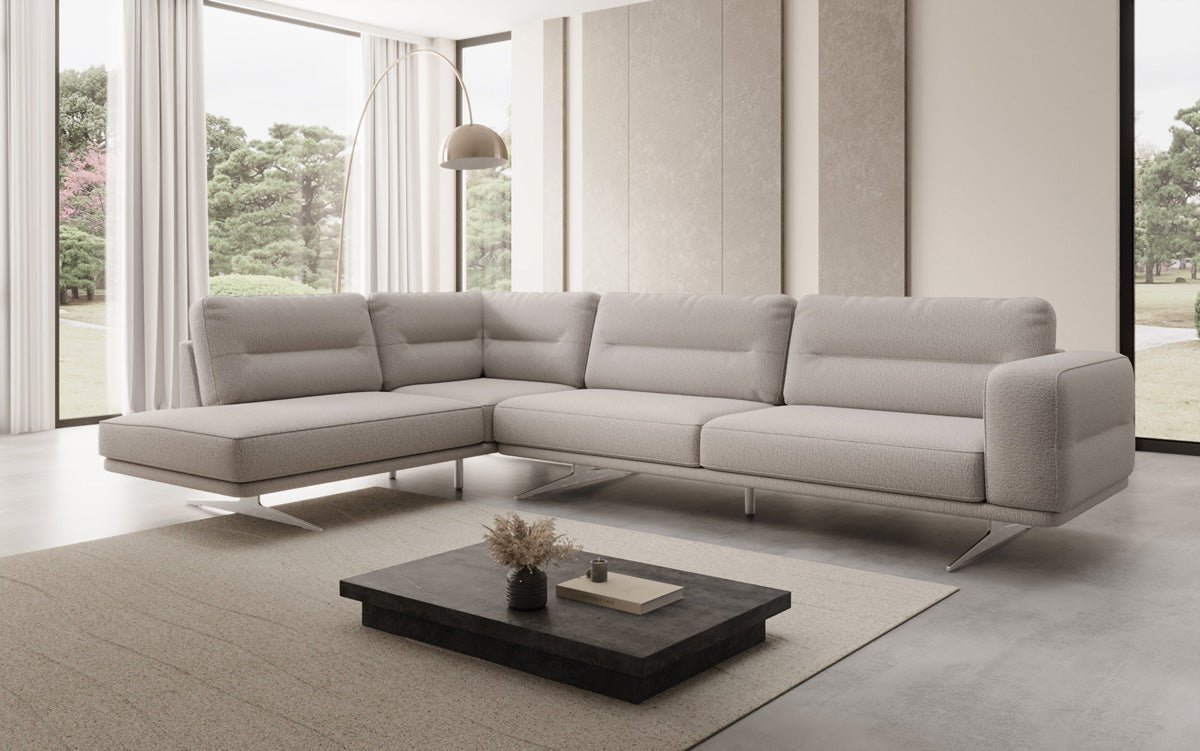 Designer L Sofa closed Torino in Bouclé