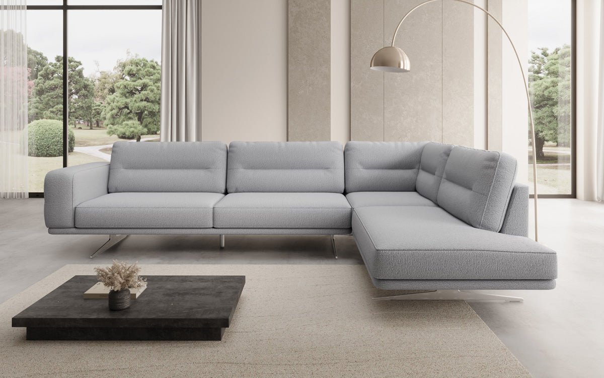 Designer L Sofa closed Torino in Bouclé