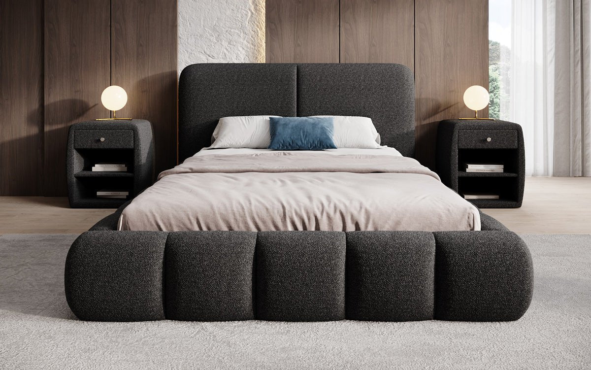 Designer Upholstered Bed Lolita in Bouclé with Storage