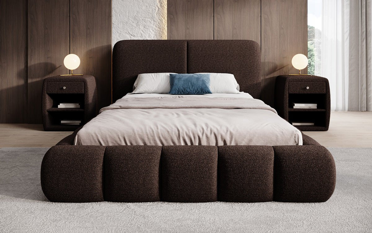 Designer Upholstered Bed Lolita in Bouclé with Storage